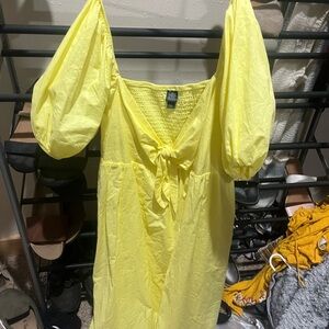 Yellow Puff Sleeve Dress